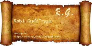 Rabi Györgyi névjegykártya
